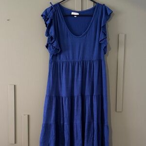 Max Studio Royal Blue Midi Dress with Ruffle Detail